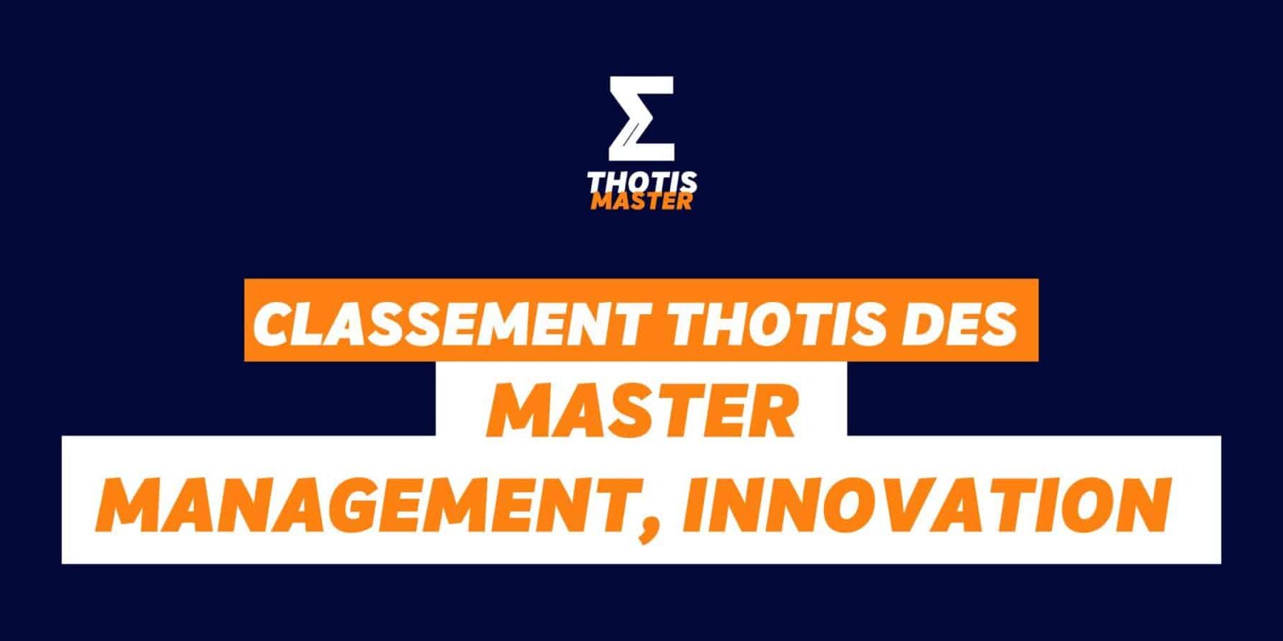 Master Management, innovation Classement