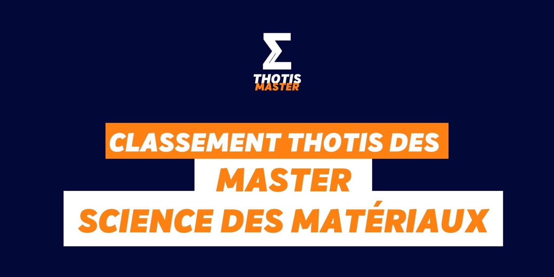 Masters Science des matériaux classement