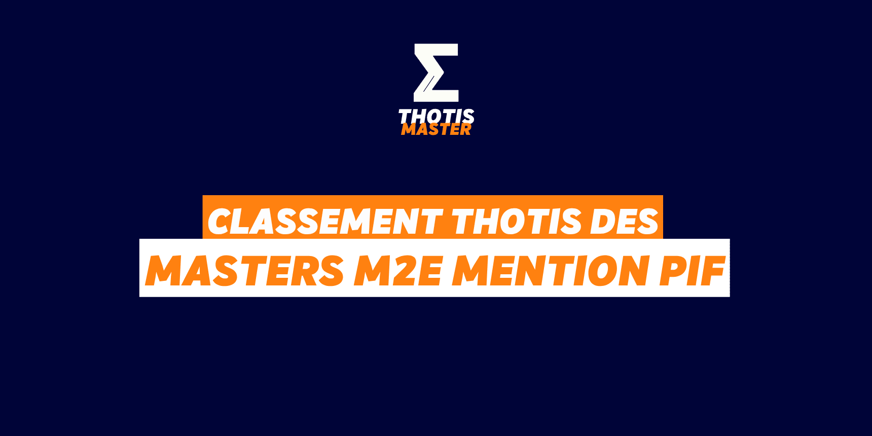 Classement Master M2E Mention PIF