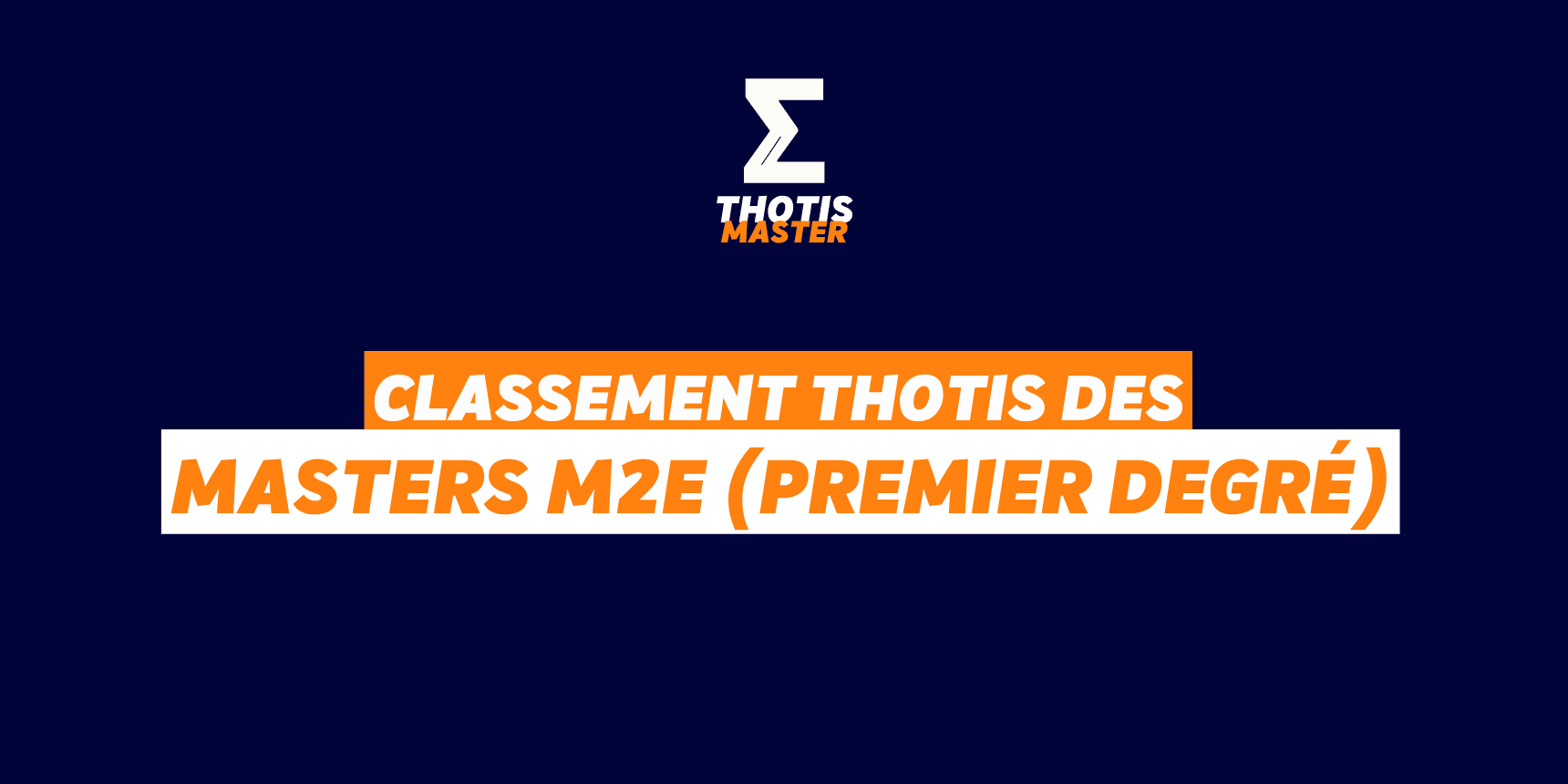 Classement Master M2E (Premier degré)